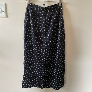 90s black and white high-waisted midi skirt